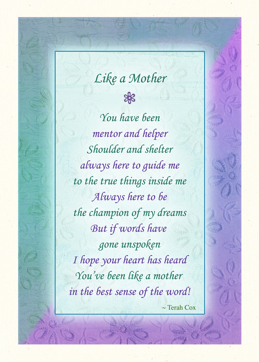 LIKE A MOTHER, poem by Terah Cox